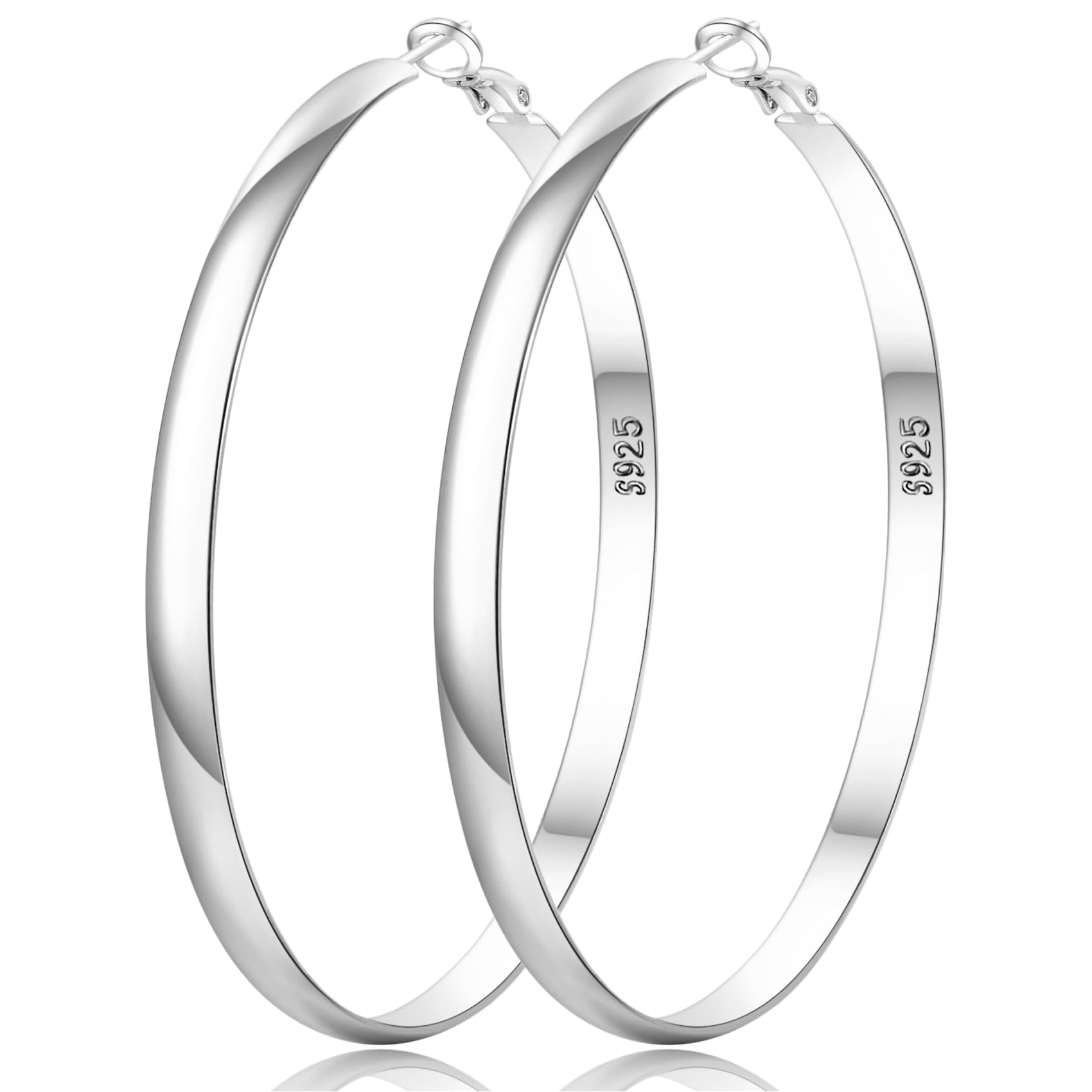 NEVEGEThick Gold Hoop Earrings for Women,Trendy 14K Gold Hoop Earrings Hypoallergenic Lightweight Large Gold Hoop Earrings for Women Girls 40mm/50mm/60mm/70mm