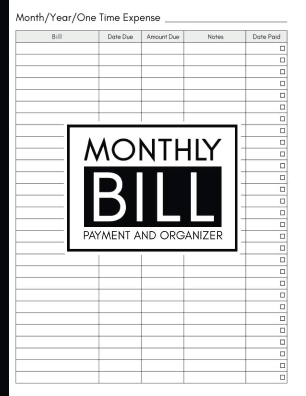 Monthly Bill Payment And Organizer: Simple Home Budget Spreadsheet For Busy Family, Bill Checklist Planner, Money Dept Tracker, Monthly/ Yearly/ One ... Large 8.5 x 11 Budgeting Record Book