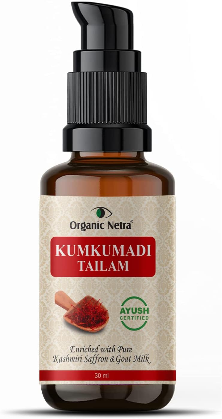 Ayurvedic Kumkumadi Tailam, Face Oil for Glowing Skin Enriched with Pure Kashmiri Saffron & Goat Milk Reduces Pigmentation and Fades Dark Spot Enriched with Vitamin E, 30ml