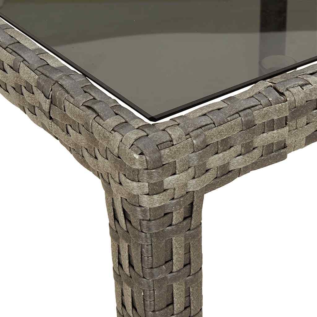 vidaXL Stół ogrodowy, szary, 190x90x75 cm, szkło i rattan PE, stół ogrodowy, stół do ogrodu, stolik ogrodowy, stoły ogrodowe, stoły do ogrodu