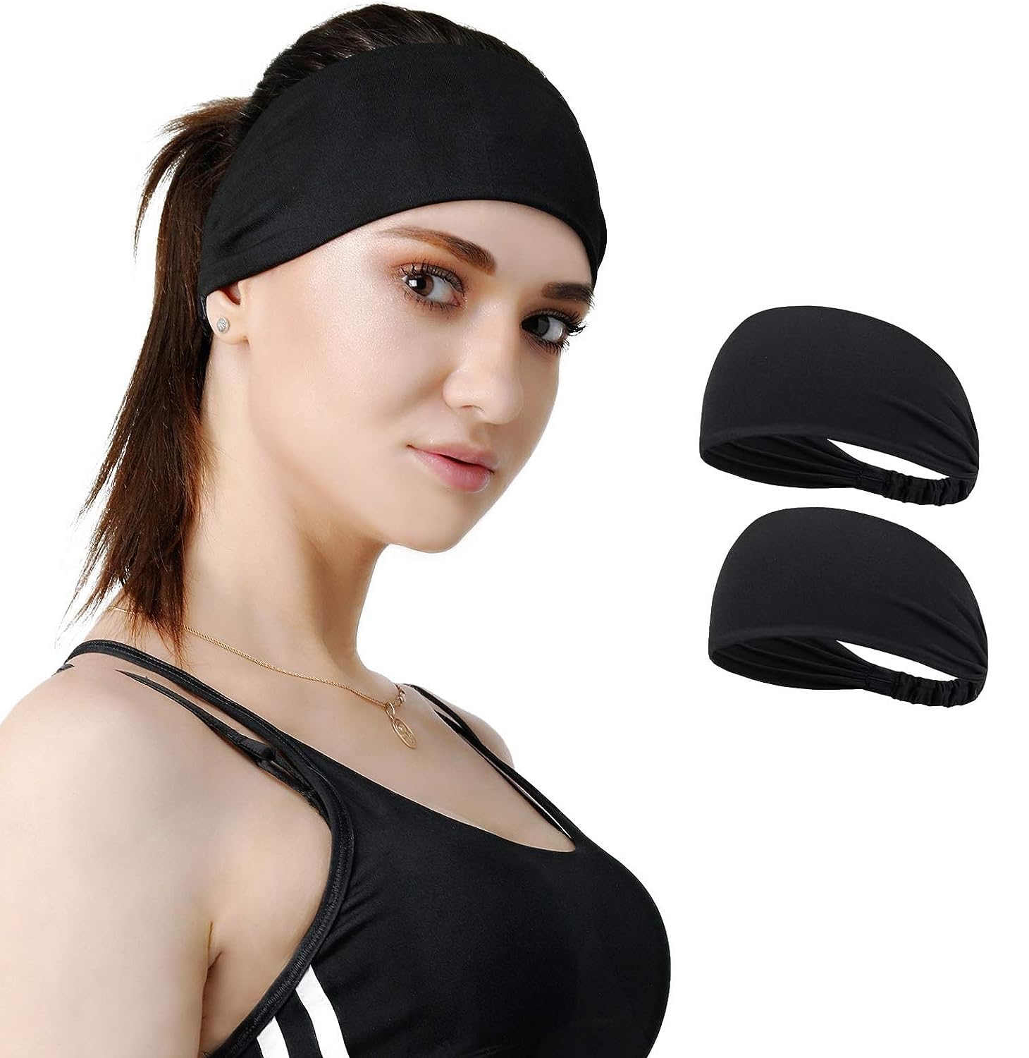 BISMAADH Women's Yoga Sport Athletic Headband Sweatband for Running Sports Travel Fitness Elastic Wicking Style Bandana Basketball Headbands Headscarf fits All Men & Women-picture-35