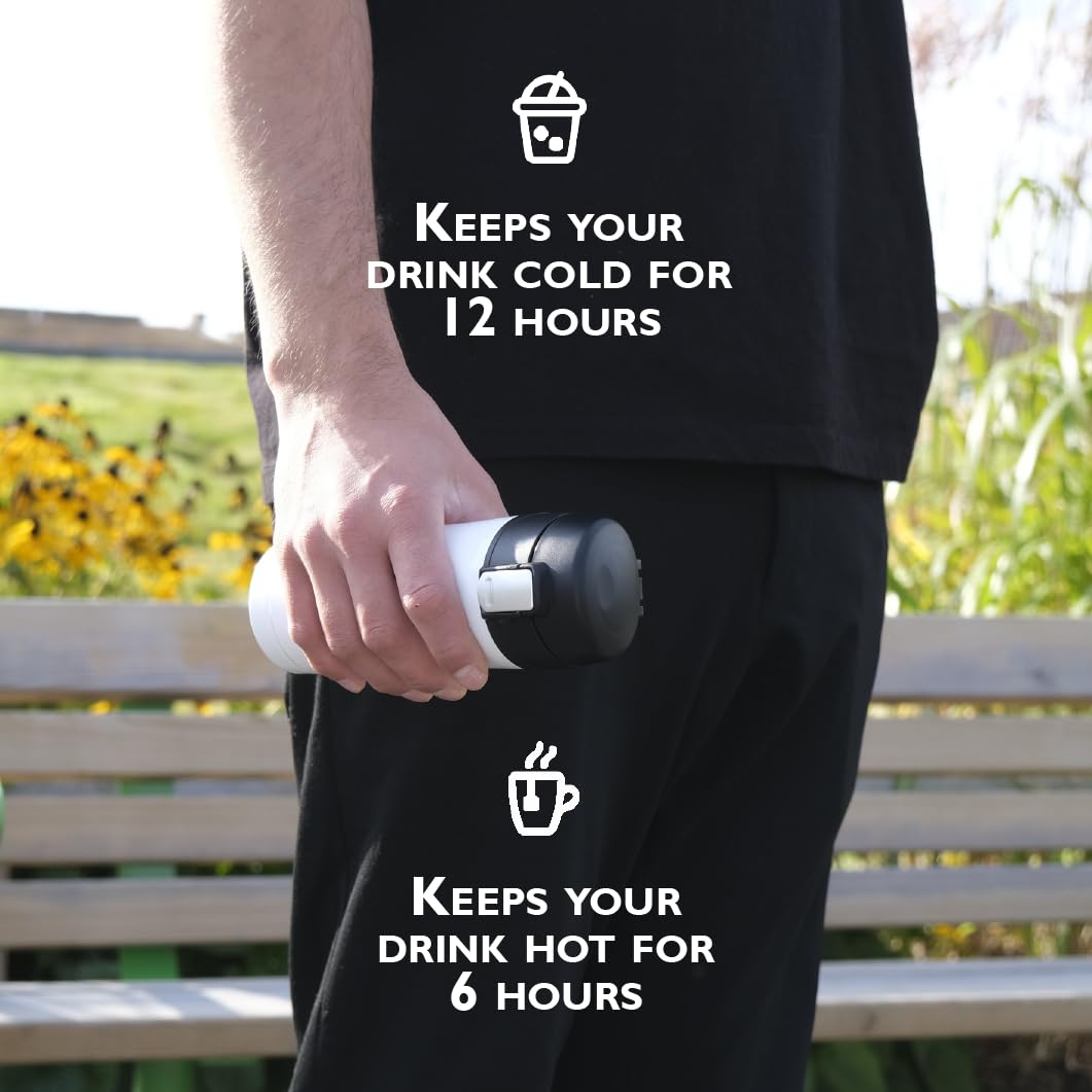 Thermos isotermico da 300 ml in acciaio inossidabile| Zelected Push | Mantiene il caldo per 6 ore e il freddo per 12 ore|Coperchio con chiusura a chiave, impermeabile e anti-perdita| Bianco