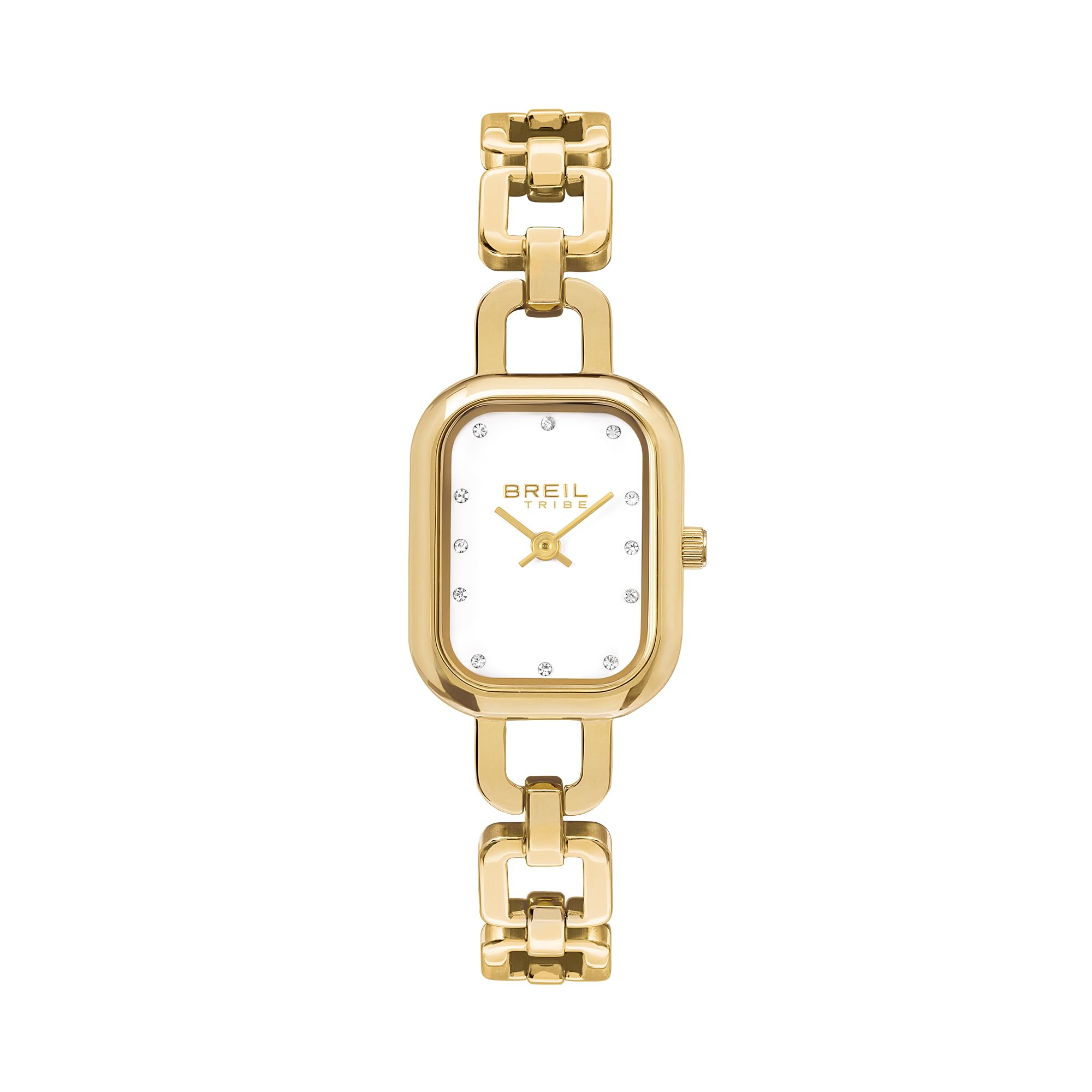 Breil, Collezione Bon Ton, Orologio Donna Solo Tempo in Acciaio Gold, Cassa Squadrata e Quadrante con Cristalli, Chiusura A Gioielleria, Cassa 22 x 28 mm