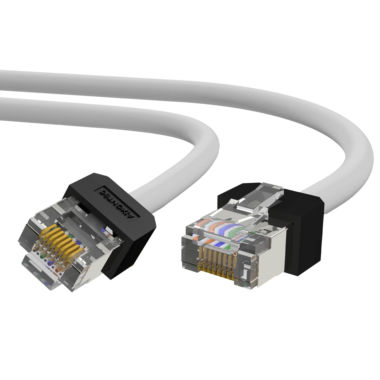 AIXONTEC 10 x 0,5 m RJ45 Netzwerkkabel kurzer RJ-45 Stecker Gigabit Cat.6 Patchkabel Ethernet LAN Kabel geschirmt Grau Schwarz