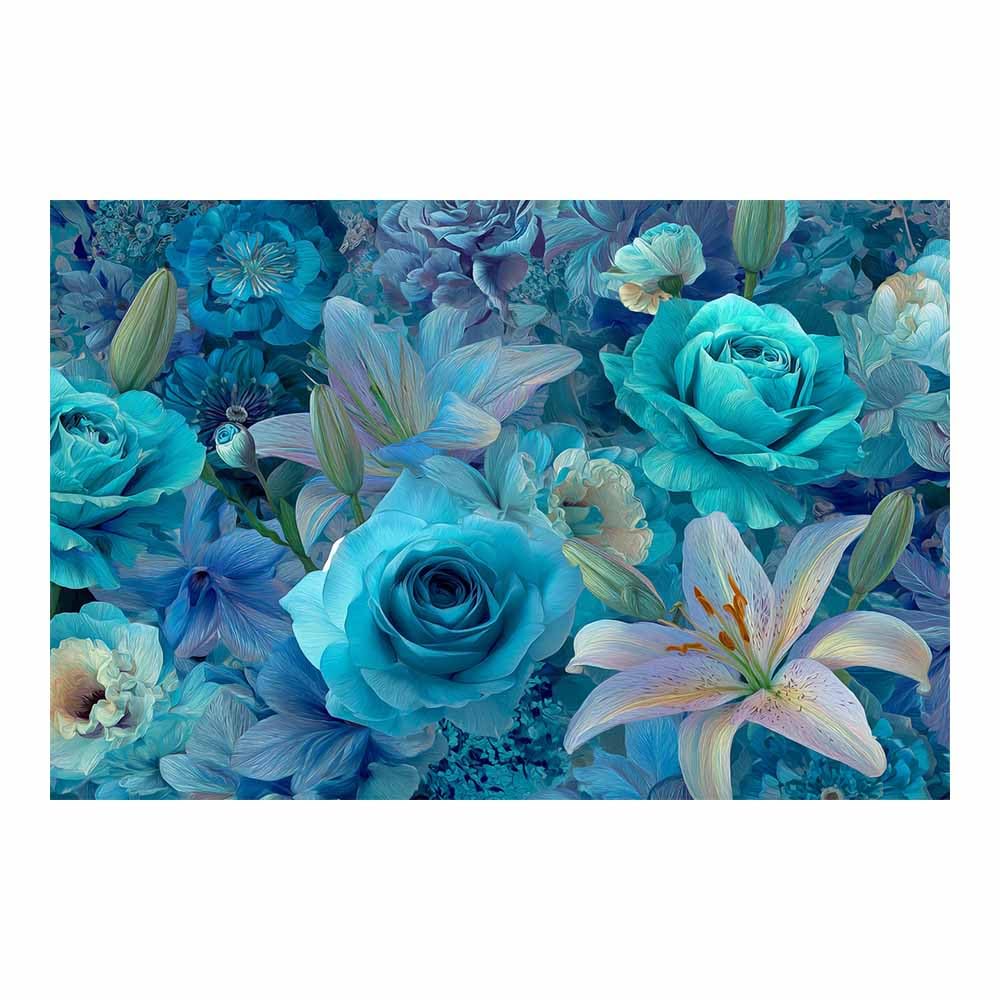 ZAMAEIU Landscape Wall Art Blue bouquets Artwork for Walls, Canvas Prints Paintings Room Decor, for Bedroom Kitchen Office Fireplace Wall Decor(blue)-60x90cm Unframed