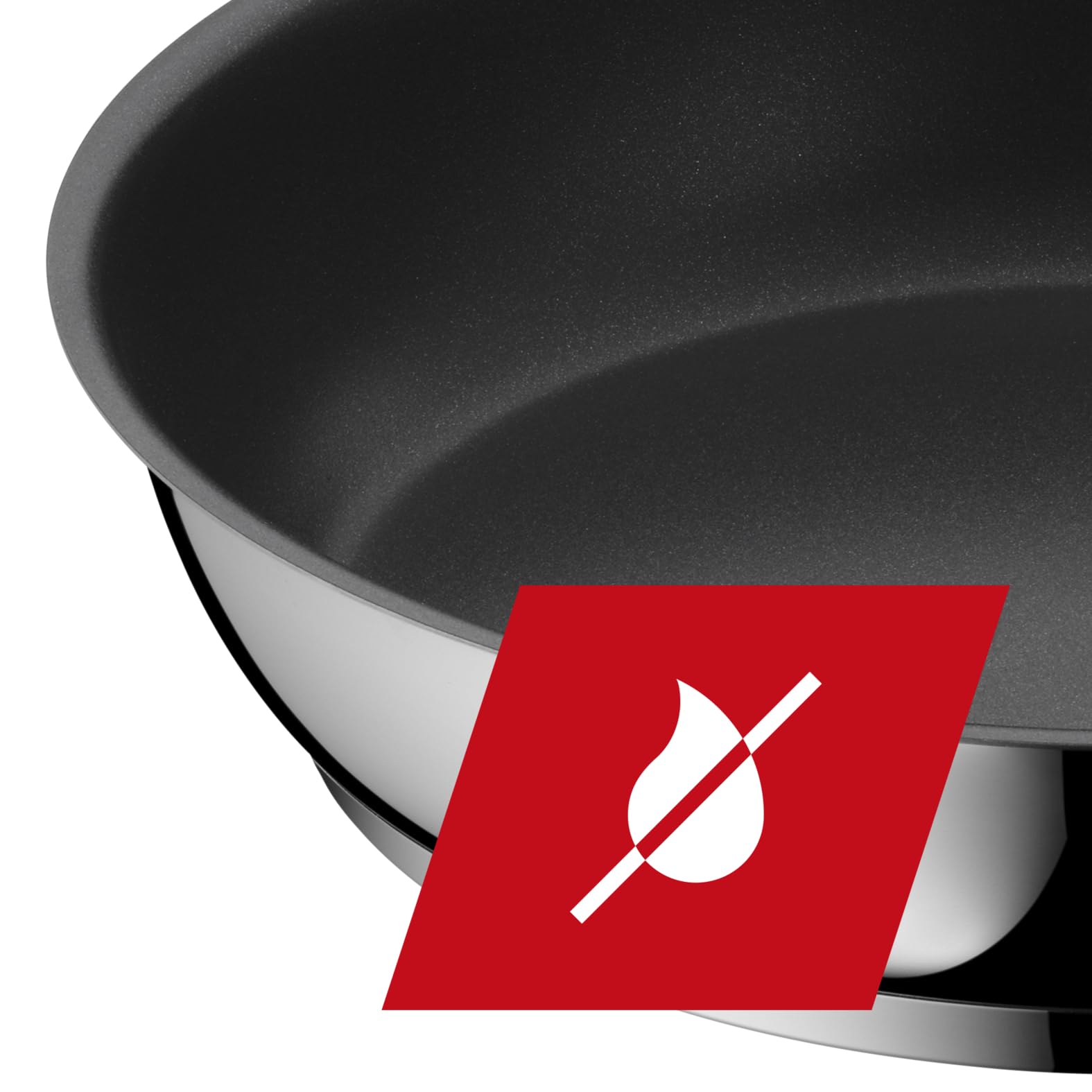 Silit Domus Bratpfanne Induktion 28 cm hoch, Edelstahlpfanne antihaftbeschichtet, für alle Herdarten geeignet, energiesparend, Kunststoffgriff, für schonendes Braten, backofenfest bis 70 Grad