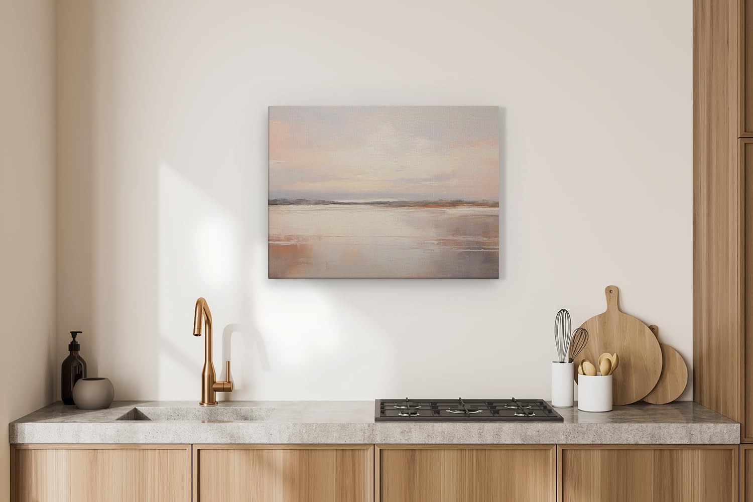 Artaza Leinwand Bilder Meer - 80x60 cm - Wanddeko Landschaftsbilder - Wandbilder Deko Wohnzimmer - Sonnenuntergang