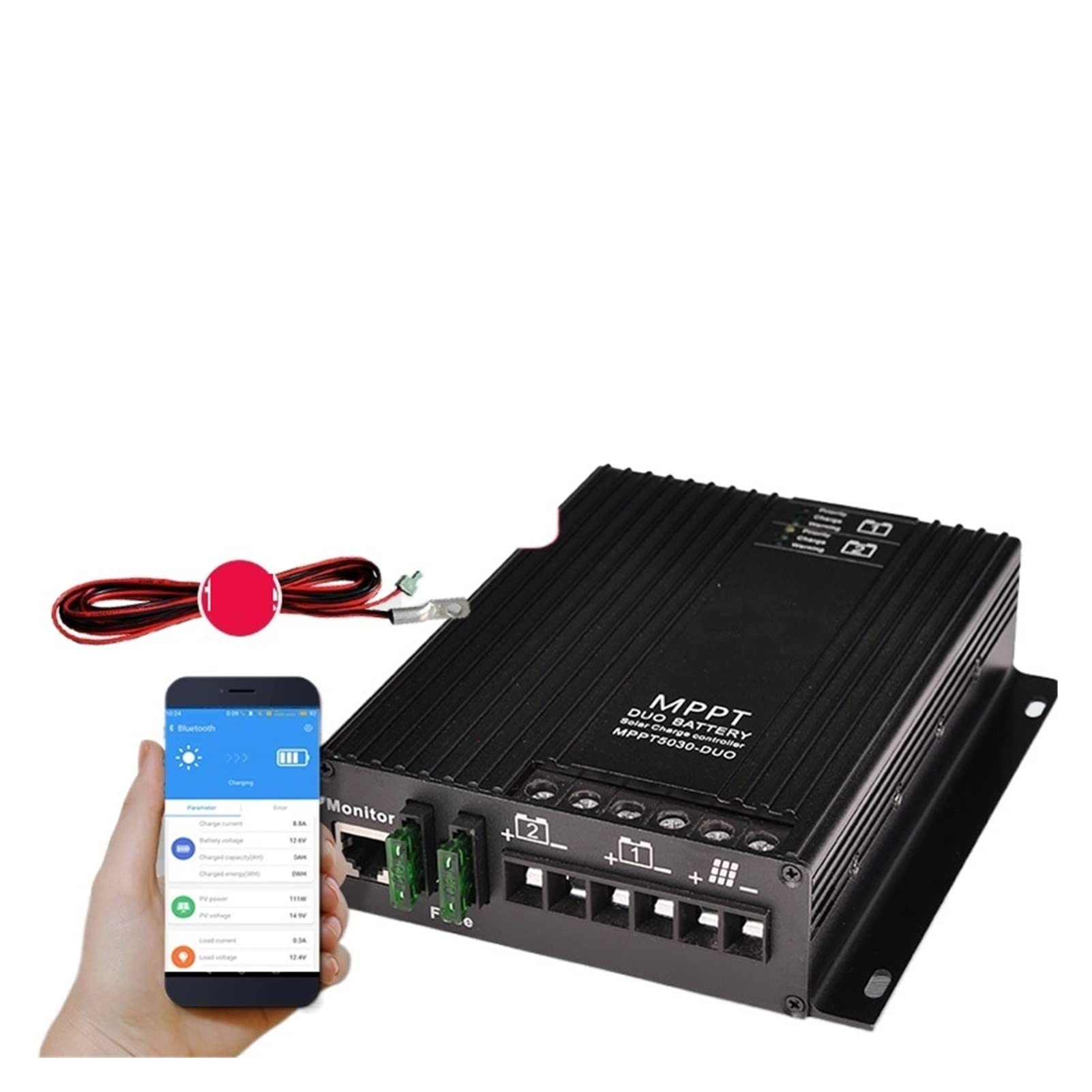 MPPT 3 Kontroler 0A 1 2v 24 V. Podwójny kontroler ładowarki słonecznej z sondy temperatury LCD Wyświetlanie napięcia i ilości Wysoka wydajność(30A LCD NTC)