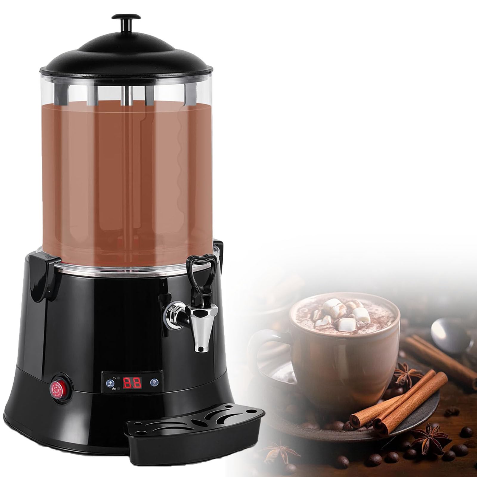 SENJINGHUA 5L/10L Chocolate Dispenser W/Led Display, Commercial Hot Chocolate Melting Machine，Electric Machine Hot Chocolate Dispenser Warmer, for Heating Chocolate Coffee Milk Tea Juice,5L