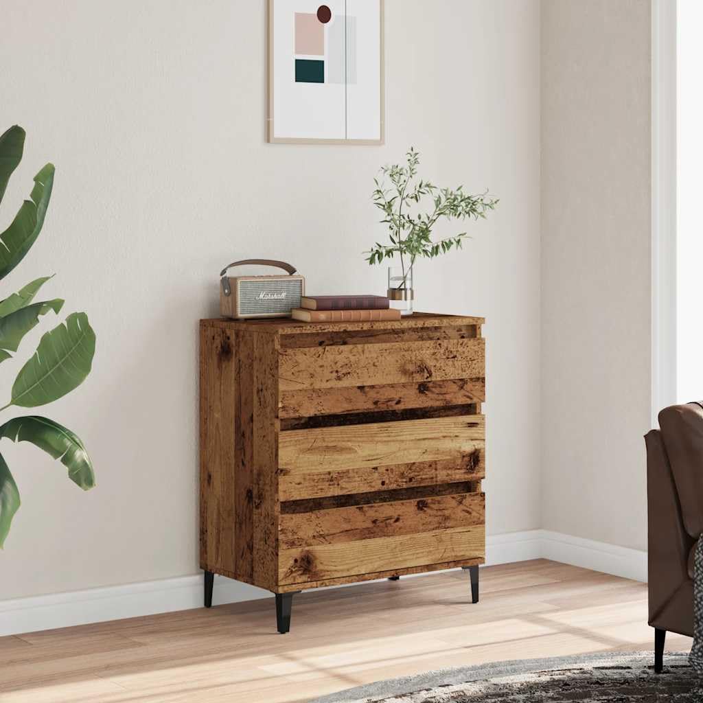 Credenza effetto legno antico, 60 x 35 x 70 cm, in legno resistente, per Living Room, entryway, con 3 cassetti, buffet Cabinet per cocina