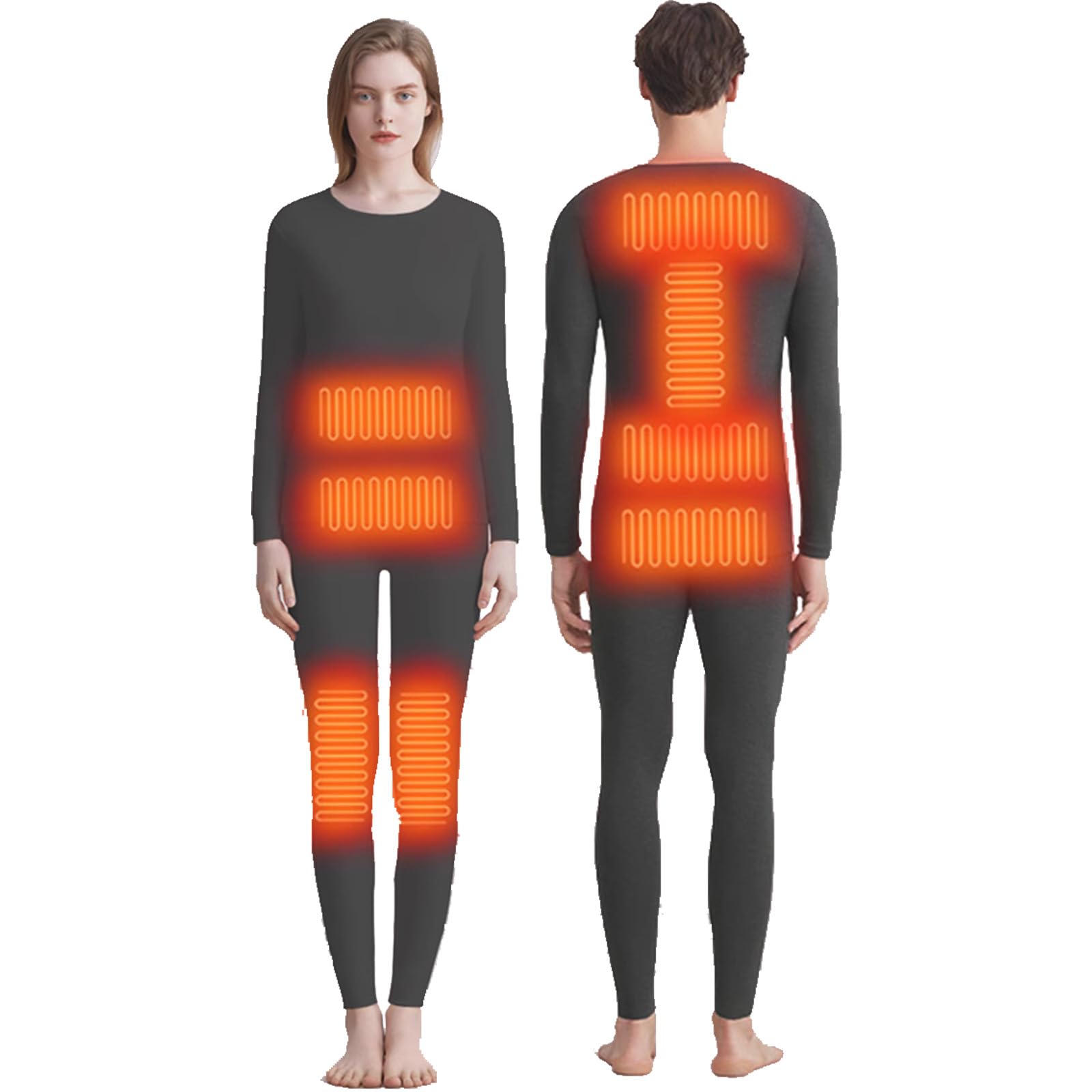 VLOBAOM Lightweight Thermal Underwear Set, Electric Heated Base Layer, Ultra Soft Slim Long Johns Shirts & Pants,XL,Women Black