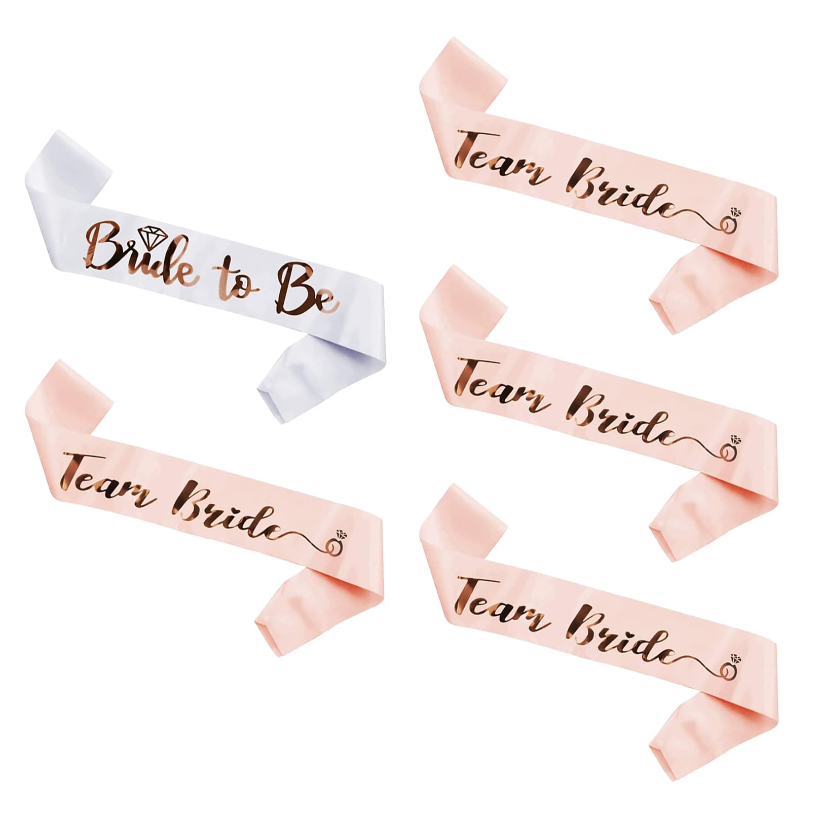 5 Pcs Team Bride Schärpe,JGA Accessoires Frauen,JGA Schärpe,Junggesellenabschied Frauen,Braut Schärpen Set,Junggesellinnenabschied Junggesellenabschied(Team Braut RoséGold)