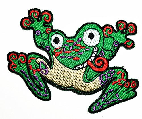 Hho cute green frog cartoon kids patch embroidered diy patches, c…