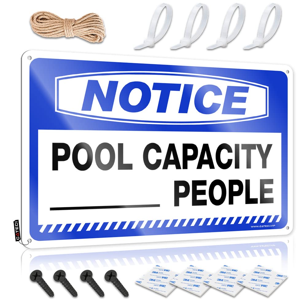 Metal Signs Funny Notice Pool Capacity_ People Tin Sign Funny Garage Tin Sign Man Cave Signs And Decor