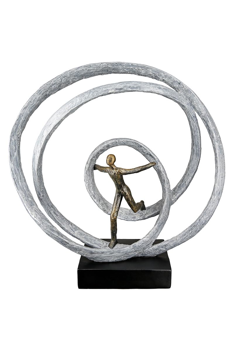Casablanca exclusieve sculptuur Heavy Ball van kunsthars, met bronzen finish, zwarte basis, hoogte 21,5 cm, lengte 37 cm