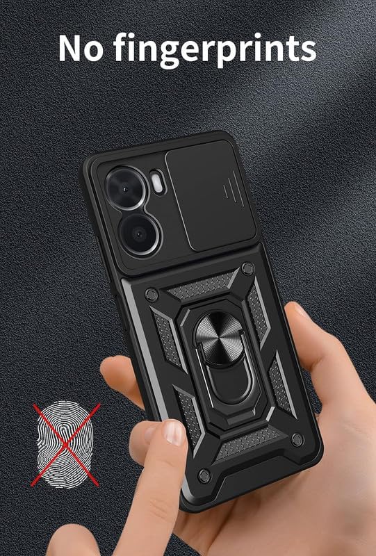 Image of AIBEX Back Cover for Vivo T2x 5G / Vivo Y56 5G / Vivo Y16 4G | D10 Tough Armor Case | Sliding Camera Shield | 360 Protection | Kickstand Ring Holder | Military-Grade Shockproof Bumper Case