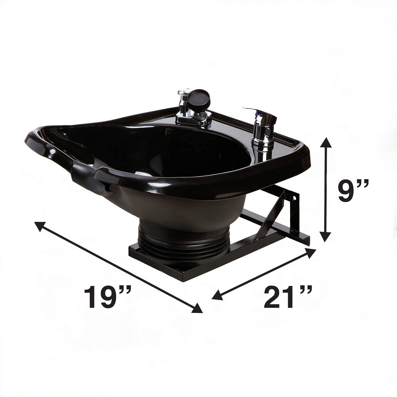 Fully Adjustable WallMounted Tilting Shampoo Bowl, Black Salon Sink