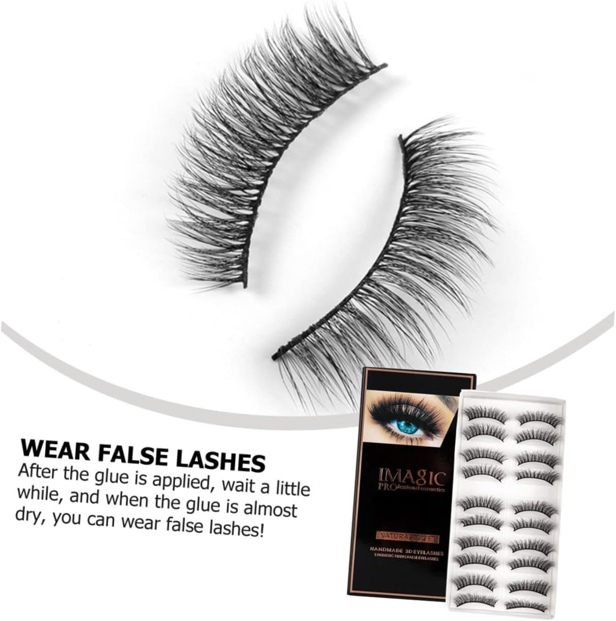 Imagic PROfessional Synthetic Fibers False Eyelashes, Natural & soft 100% Handmade 3D Eyelashes Pack 10 Pairs of 1 box - Image 9 thumbnail
