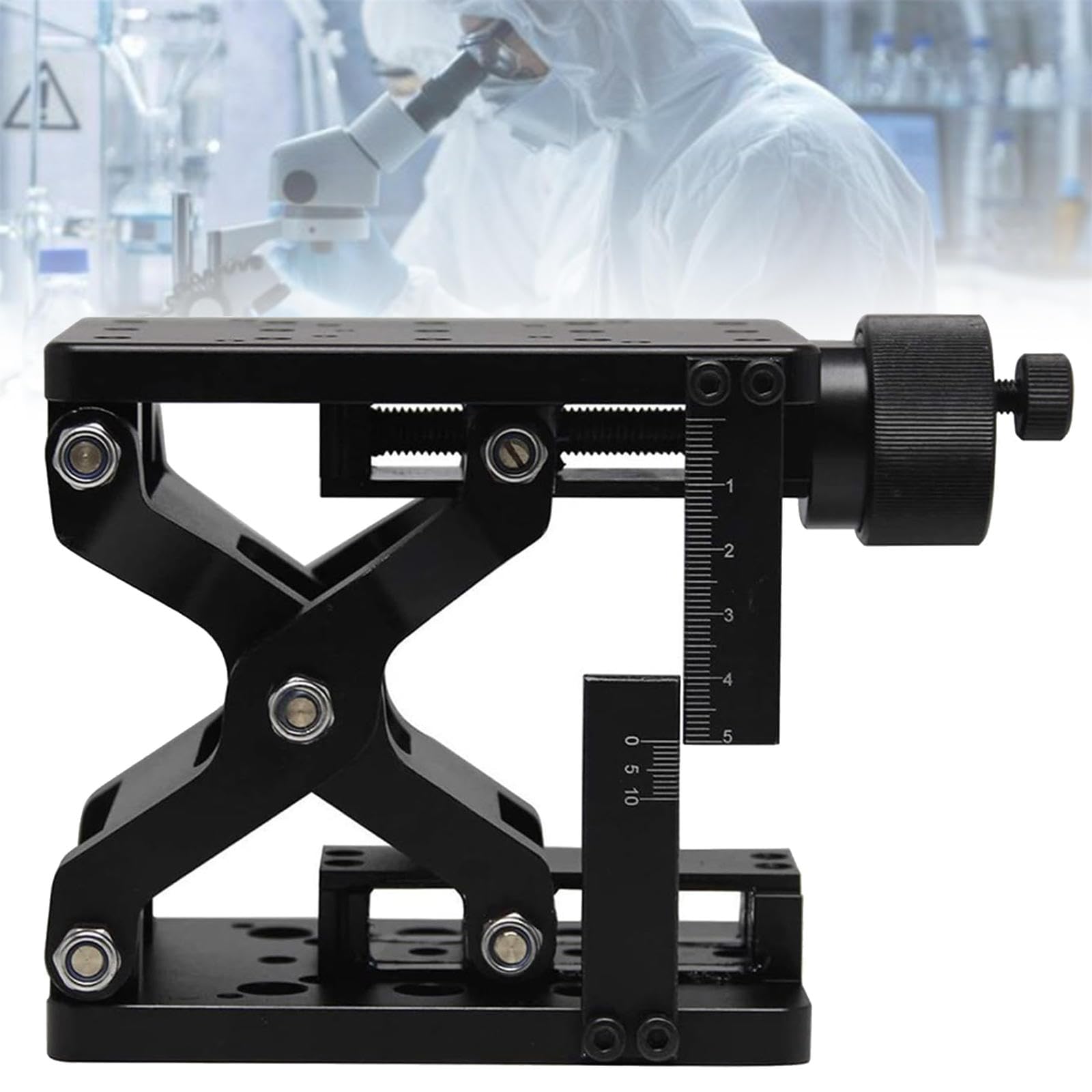 Z-Axis - Plataforma de elevación manual con regla de escala, plataforma de elevación deslizante óptica de 60 mm de alto, capacidad de carga de 20 kg, urement de desplazamiento preciso