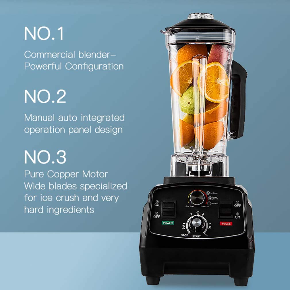 Blender Mixeur Multifonctions, Smoothie Blender Chauffant Blender Mixeur Puissant avec 2200W Mixeur Smoothie Et Milk-Shake avec 6 Lames en Acier Inoxydable Et 2L sans BPA Jarre, Noir