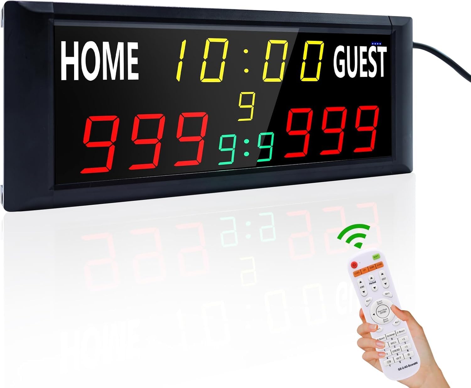YZ Large Electronic Scoreboard with Remote, Digital Scoreboard for Outdoor Games, Bright LED Scoreboard with Timer Clock, Portable Score Keeper for Football/Basketball/Tennis/Volleyball