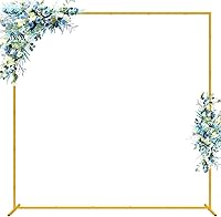 Wokceer 6.6x6.6FT Gold Metal Square Wedding Arch Backdrop Stand - Sturdy Frame for Parties, Showers, Photo Booths