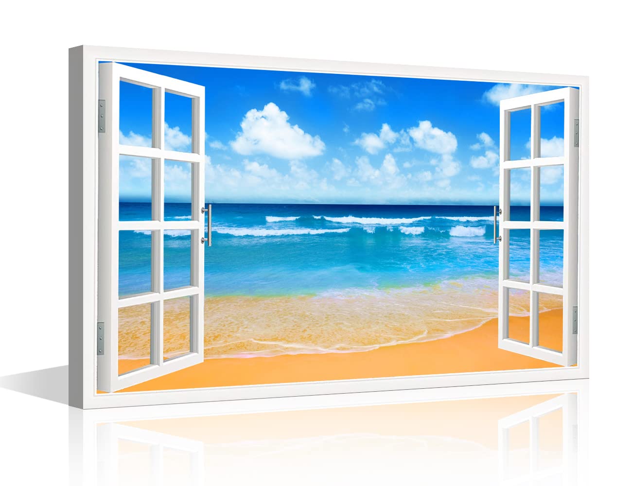 TISHIRON 3D Window View Seaside Effect Canvas Wall Art Prints for Living Room Bedroom Decor Office Kitchen Home Decoration Framed Ready to Hang 12x18inch — view 36