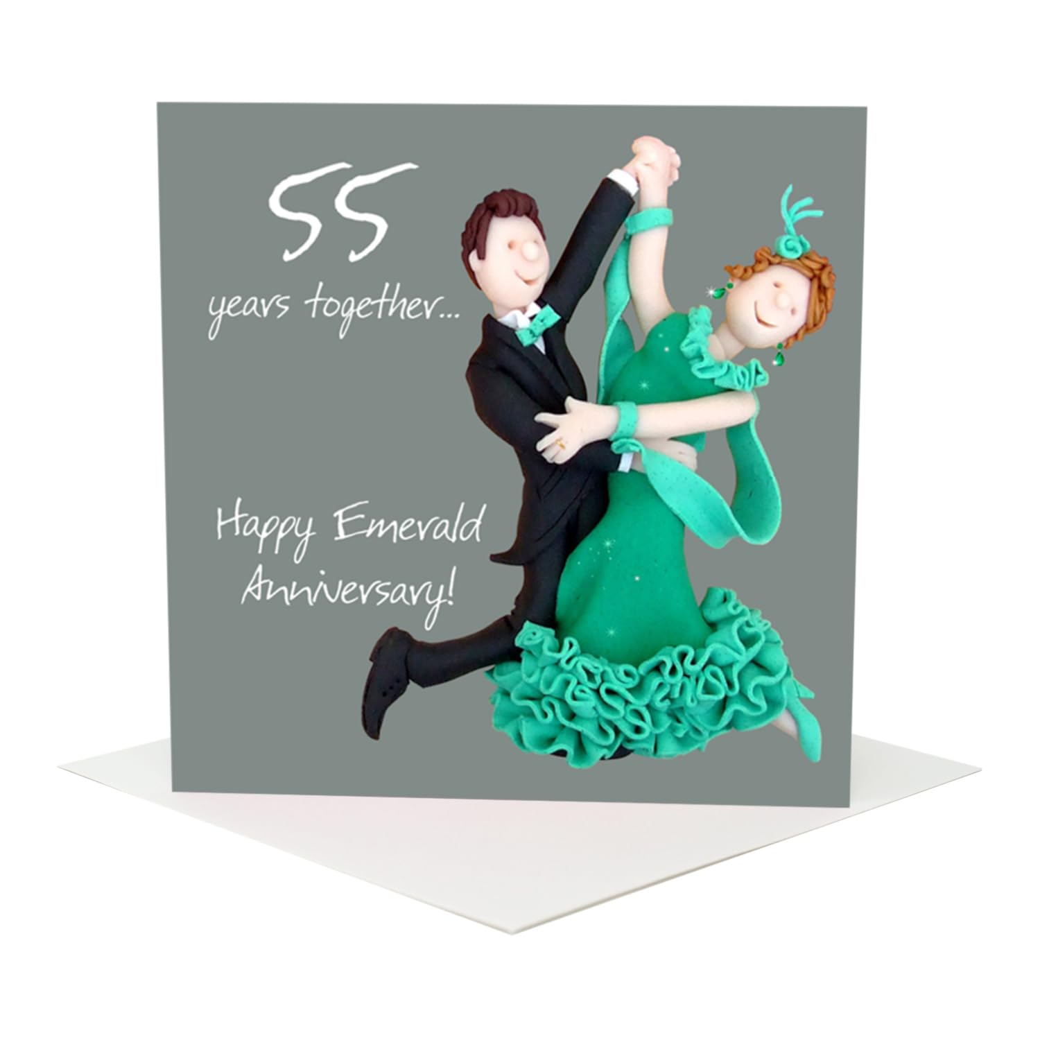 Glückwunschkarte Zum 55. Hochzeitstag – Smaragdjubiläum, Premium-Qualität, 15,9 X 23,5 Cm