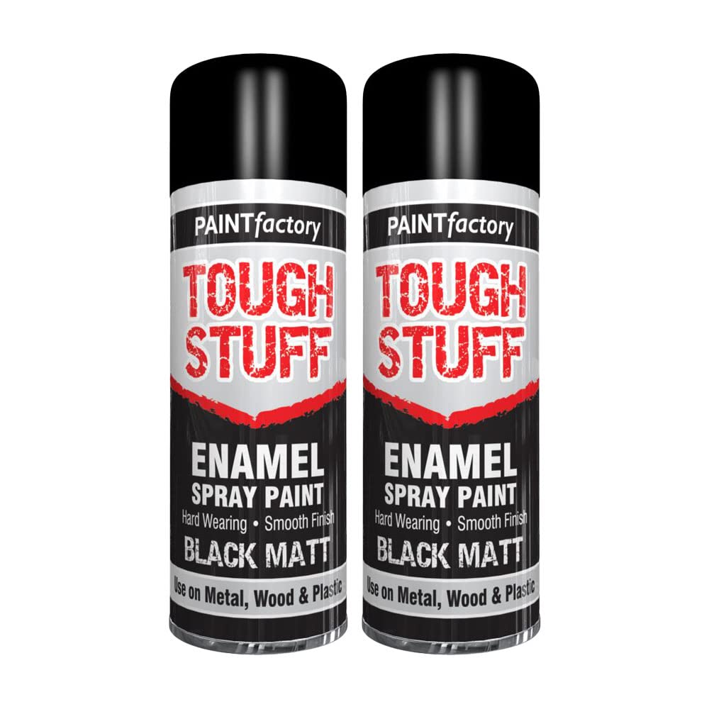 Classic Signature Black Matt - 2 X Enamel Spray Paint 400Ml Tough Stuff Hard Wearing Smooth Aerosol For Metal Wood And Plastic