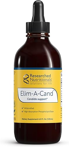 Researched Nutritionals Elim-A-Cand - Candida Support - Suplementos microbianos e intestinales para la salud con berberina, olmo resbaladizo