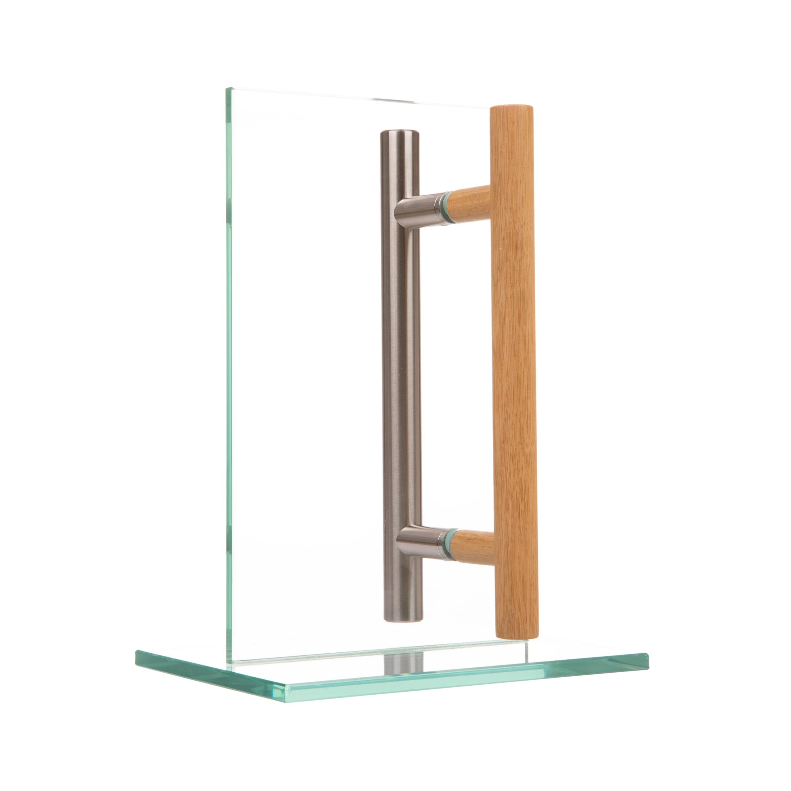 MLS Maniglia per sauna e SPA, Coppia di Maniglie per Porte, Sensazione Piacevole al Tatto, Combinazione di Maniglie in Acciaio Inox e Legno, per Porte Interne in Vetro e Legno, 600 mm