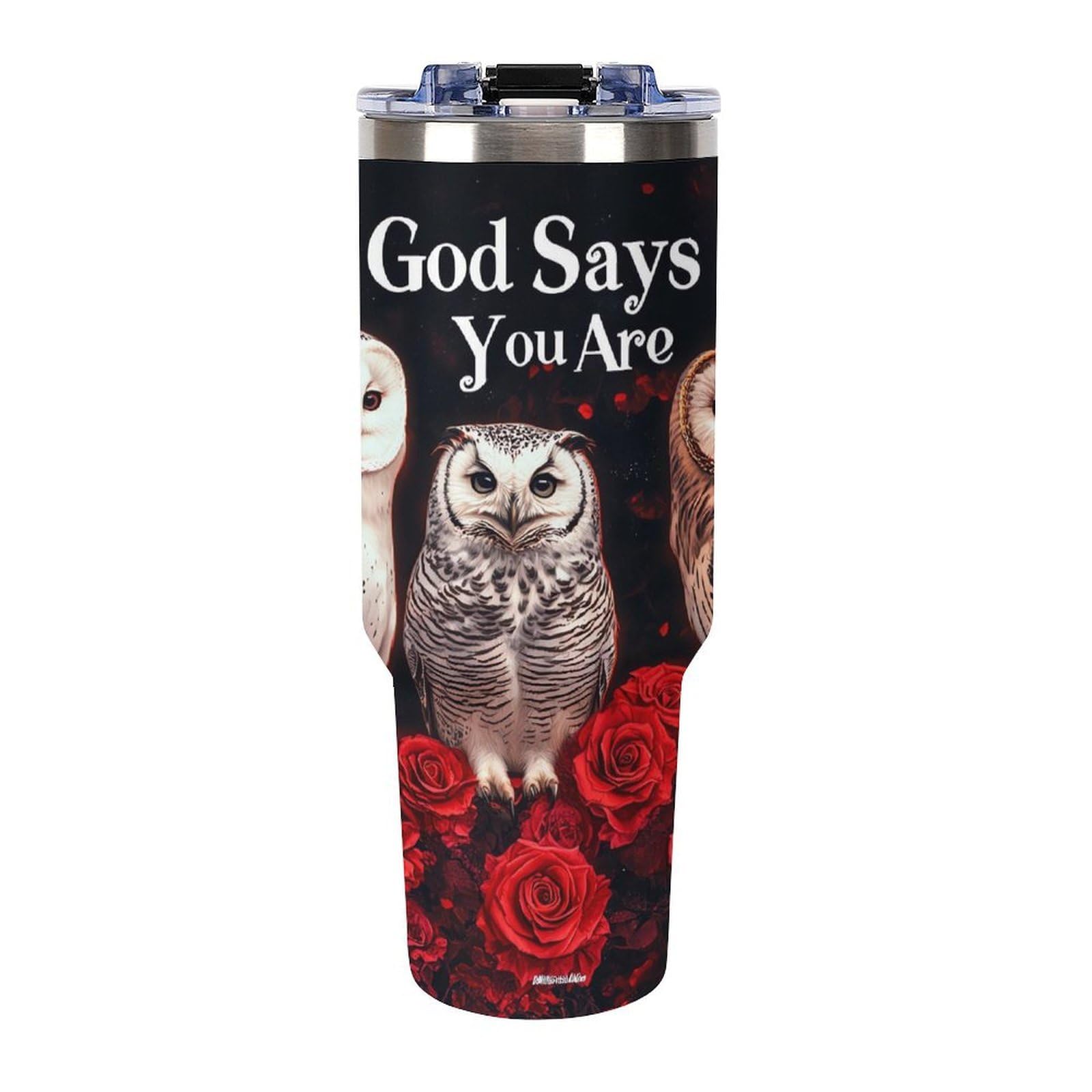 Kaffeebecher mit Griff, Motiv "God Says You Are Eule", 1,2 l, Reise-Kaffeebecher, große Kapazität, Autobecher, Wasserflasche