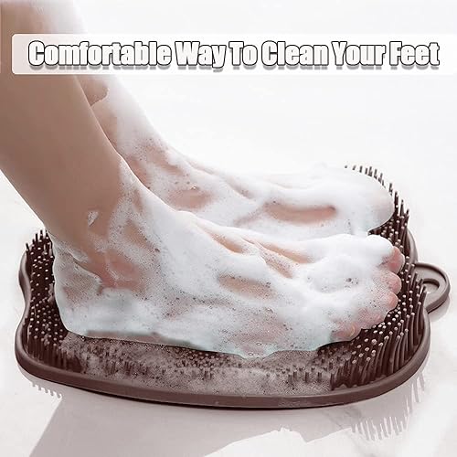 Miniatura 4 de mwellewm Limpiador de pies de ducha para suelo de ducha, tapete de acupresión con ventosas antideslizantes, mejora la circulación, exfoliación,
