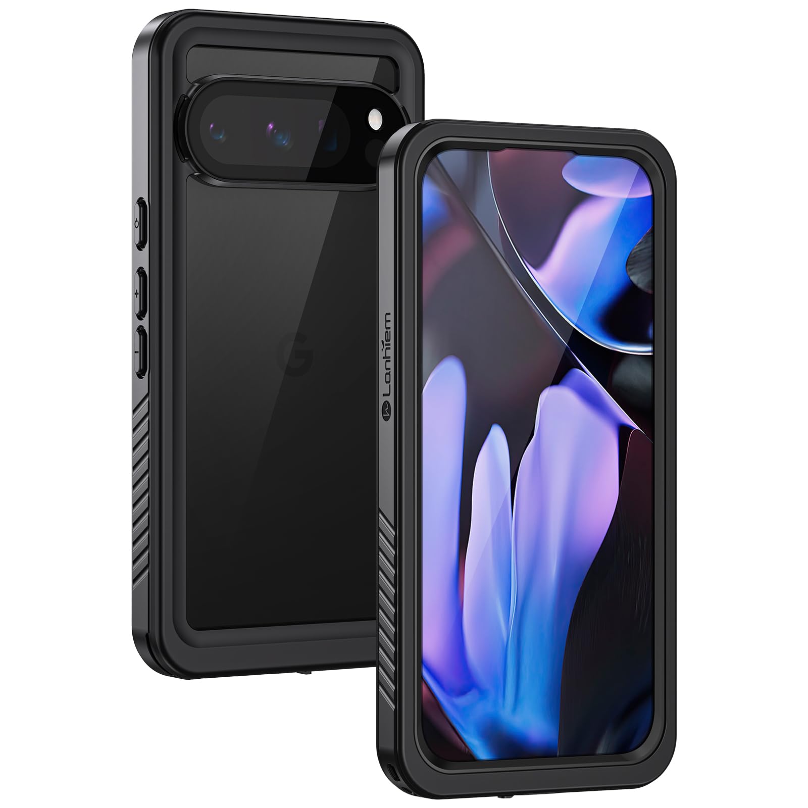 Lanhiem Pixel 9 Pro XL Case, IP68 Waterproof Dustproof Case with Built-in Screen Protector, Rugged Full Body Shockproof Protective Clear Cover for