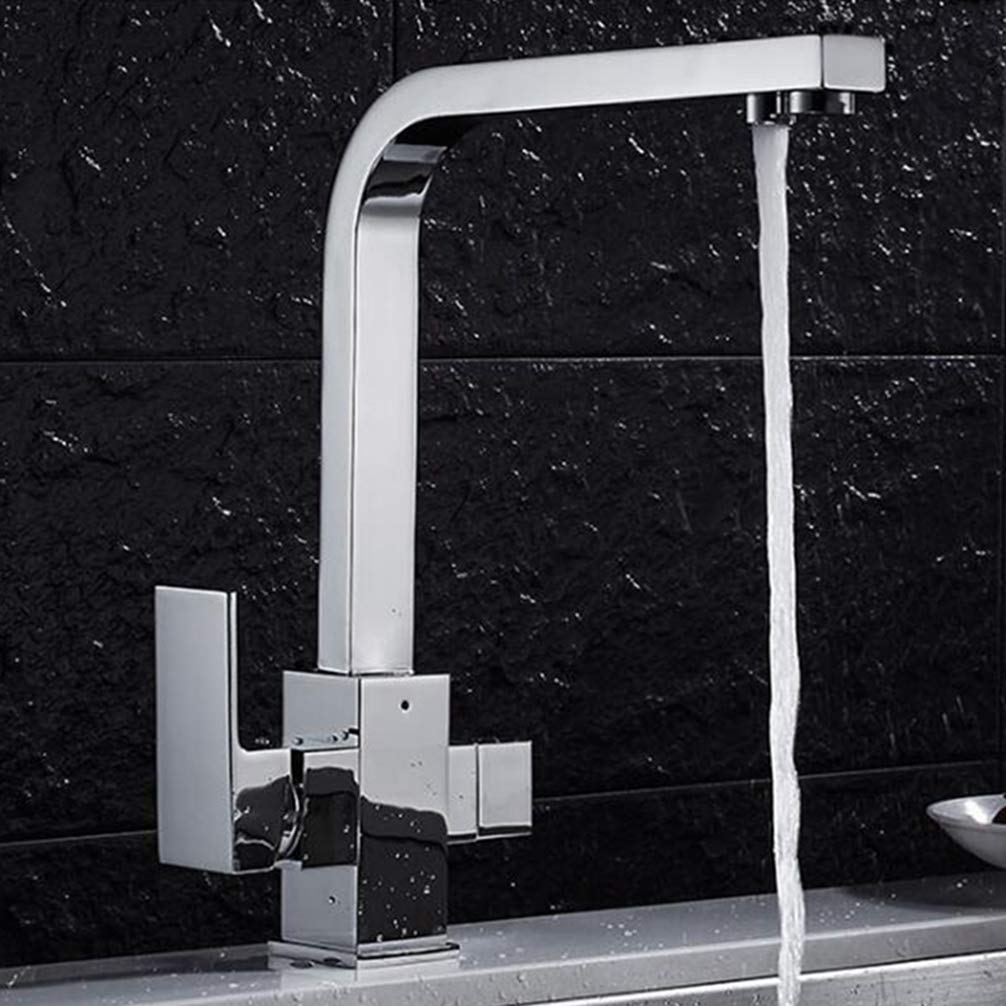 ZYCHSJXA Rotate Water Purification Kitchen Faucet Black/Chrome/Oatmeal Brass Mixer Tap 3 Way Drinking Tap,Chrome
