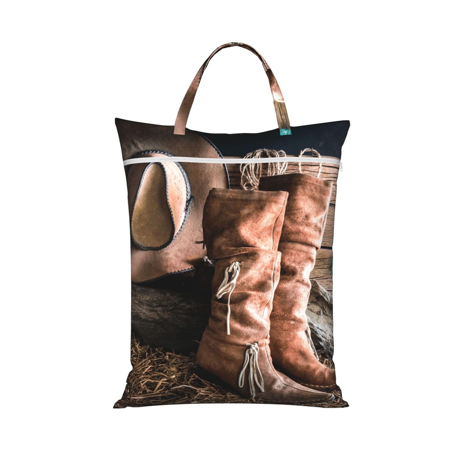 YFSGDLBN Cowgirl Boots Hat in Farm printed Travel dirty laundry bag clothes pack Storage Basket Bag
