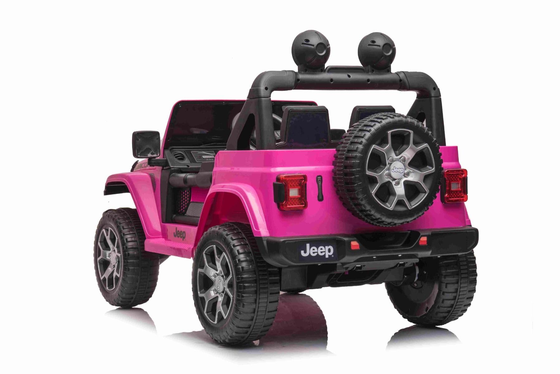 RIRICAR Samochód elektryczny dla dzieci 12 V J.E.E.P. Wrangler, różowy, dziecięcy samochód elektryczny 2-osobowy z pilotem zdalnego sterowania 2,4 GHz, radio z wejściem Bluetooth i USB, akumulator