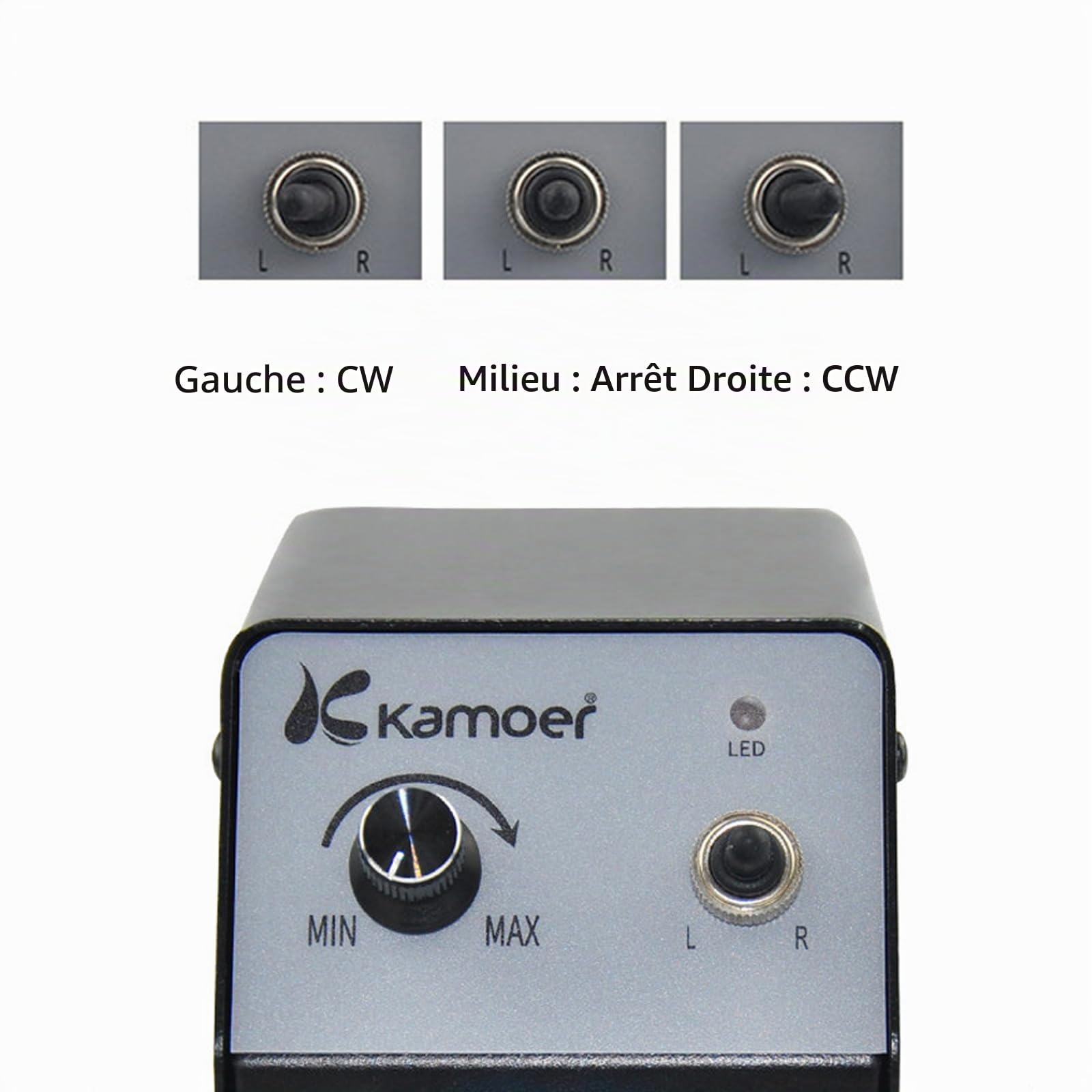 Kamoer KCP PRO2 Pompe péristaltique 12V petite pompe doseuse à vitesse | pour expérience chimique en laboratoire, tube Norprene #3,2 mm × 6,4 mm, 40-210 ml/min, avec adaptateur secteur