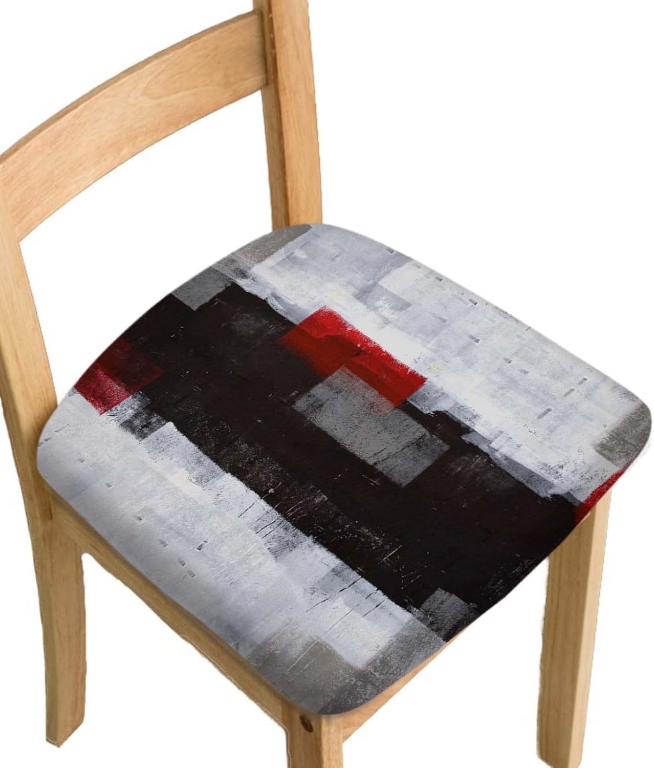 Black Chair Seat Cover Set of 2, Abstract Black Dining Chair Slipcovers Stretch Grey Chair Covers Washable Removable