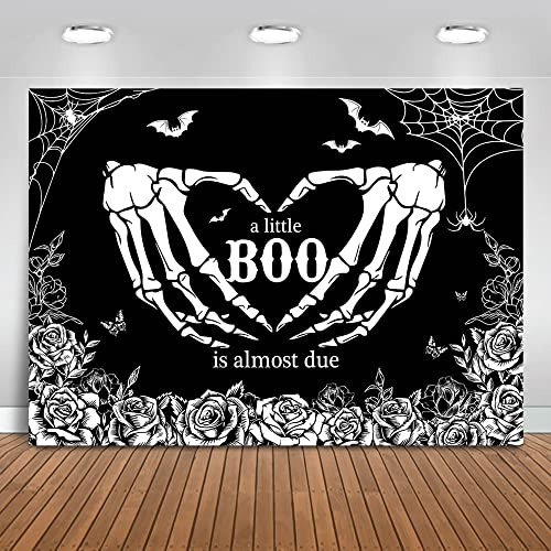 Mocsicka Halloween Baby Shower Backdrop Gothic Skeleton Love Hand...