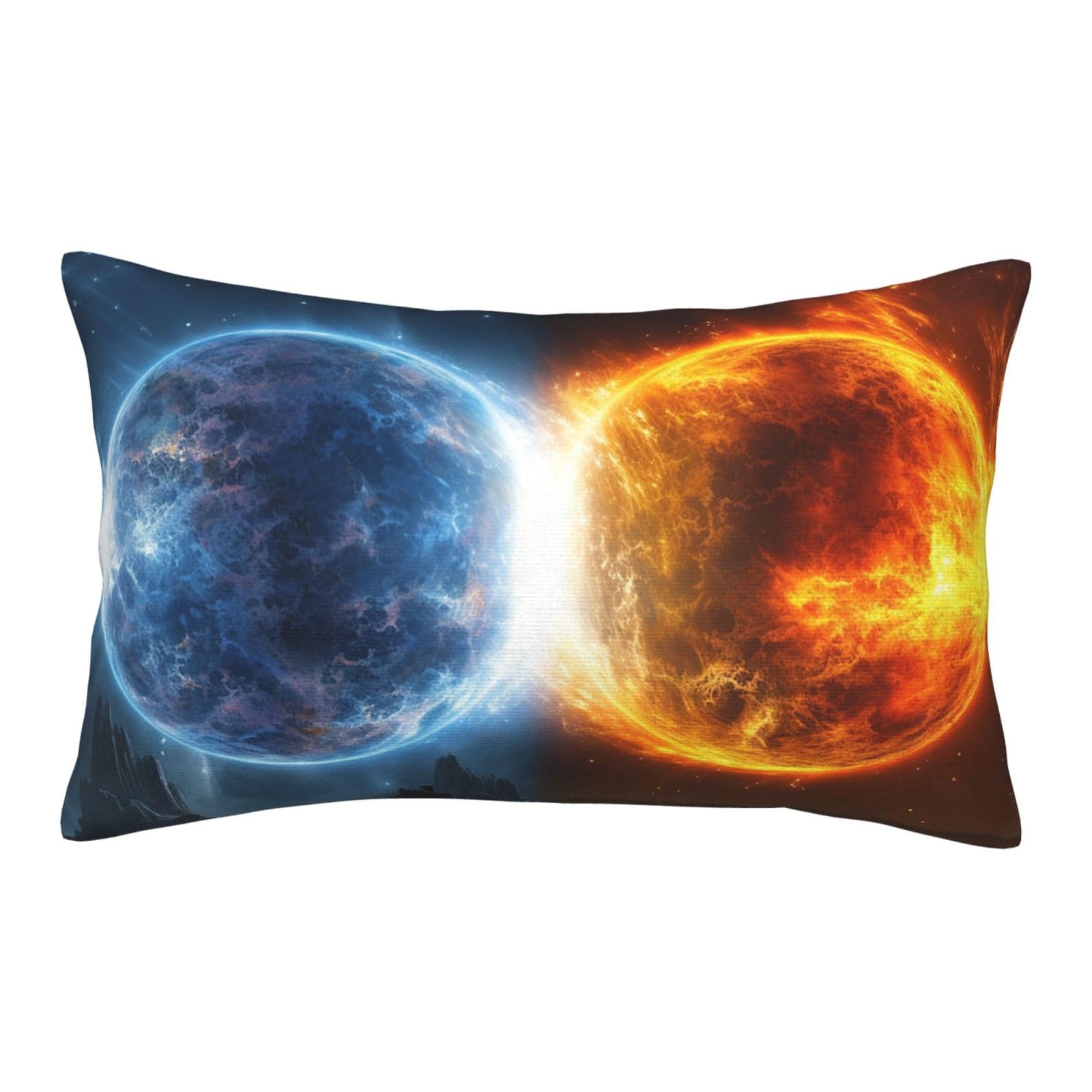 Velvet Pillowcases 14"x20" Ultra Soft Breathable Pillow Cases, Luxury Fuzzy Throw Pillow Covers with Zipper, Fire and Water Planets Pillow Shams All Seasons Decorative Cushion Cases for Couch