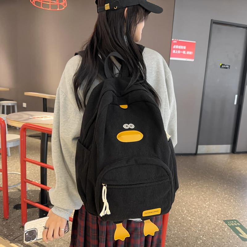 Cartoon Duck Backpack Aesthetic Backpack Bookbag for (Black)4