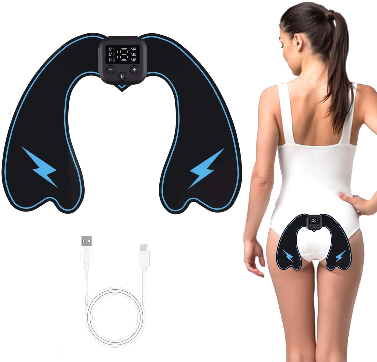 Booty Trainer for Women, EMS Glute Muscle Stimulator Electric Bum Toner Adjustable Hip Trainer Hip Training Adjustable Glute Trainer for Women Teens Sedentary People with 10 Modes 39 Intensities