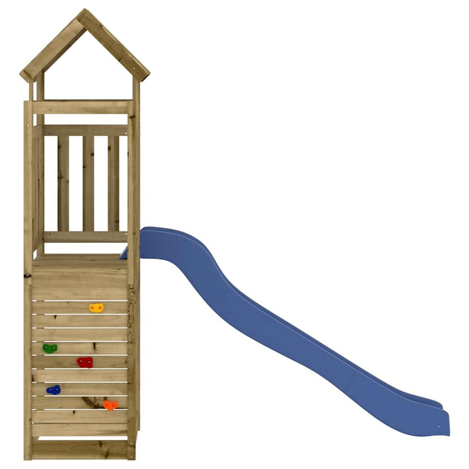 Gecheer Parque Infantil de Exterior con Tobogán, Torre de Escalada para niños al Aire Libre, Escalera y Accesorios de Juego para el jardín Madera Maciza Pino impregnada 5#