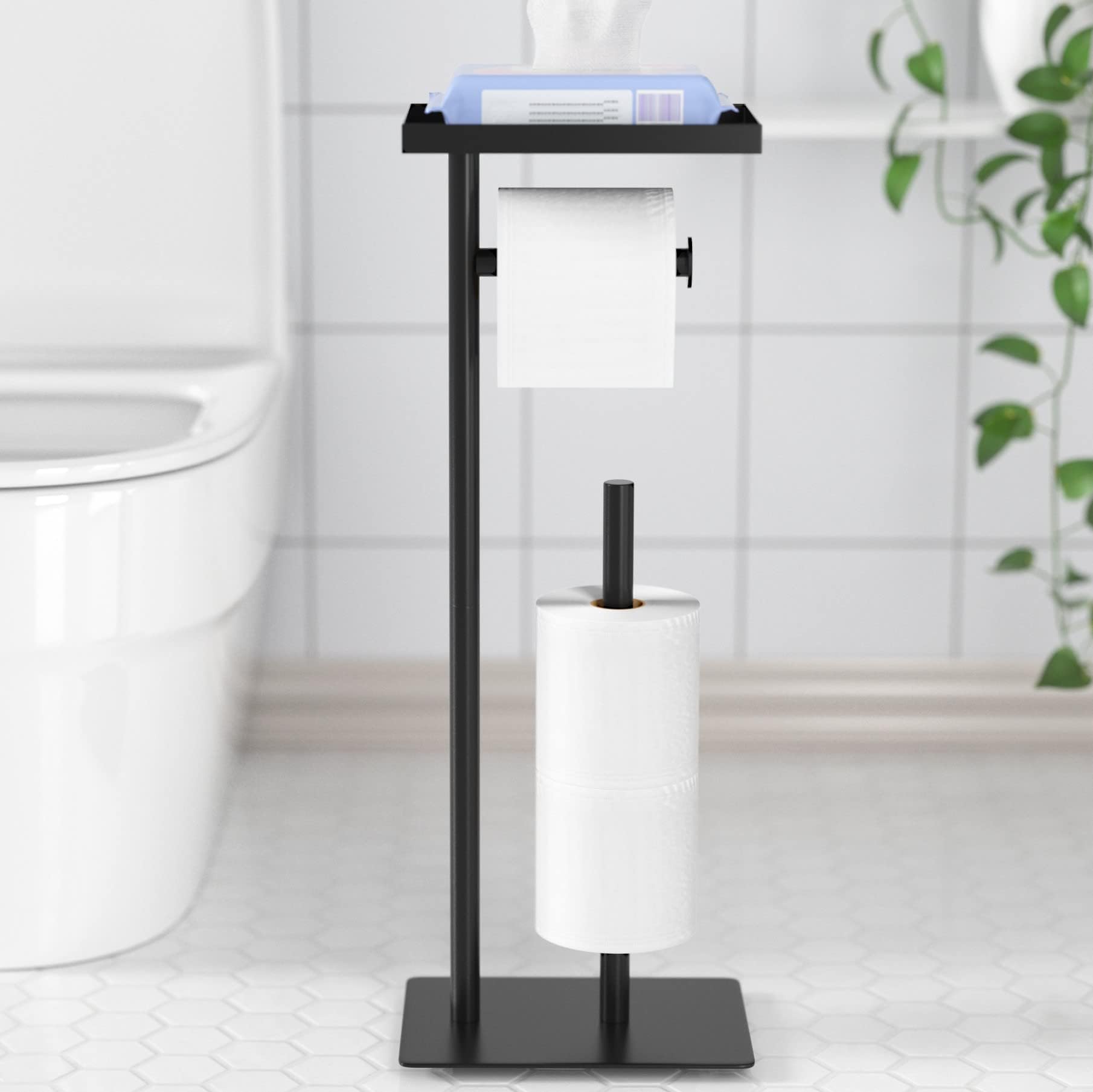 DanDiBo - Porta rotolo di carta igienica, ontaggio a parete, colore: Nero