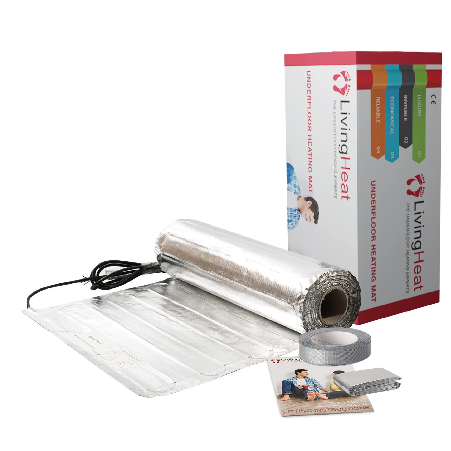 Underfloor Heating Kit for Under Laminate & Wood Floors, Electric 150w /m² with No Thermostat, 7/m²