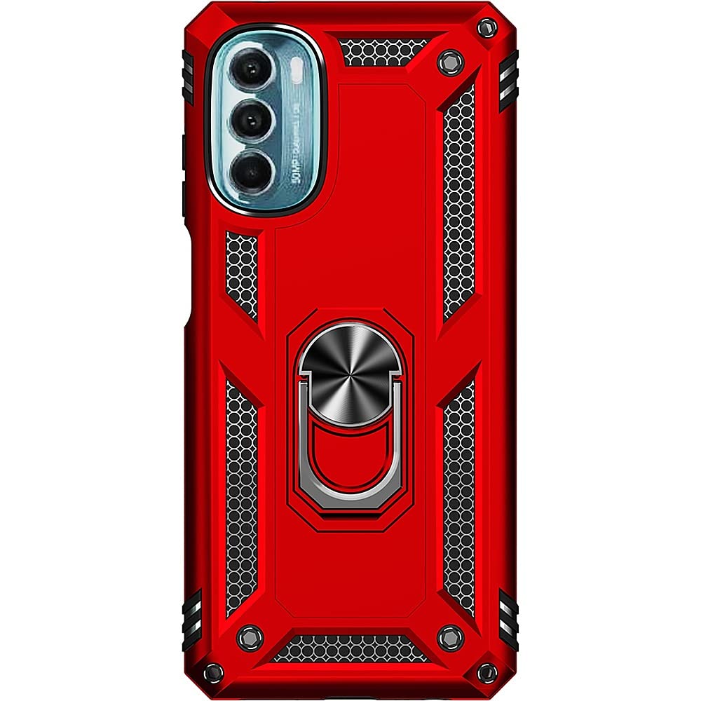 SaharaCase Military Kickstand Series Case Cover for Motorola Moto G 5G (2022) - Holder/Kickstand/Belt Clip - Rugged Protection Anti-Slip Grip Slim Fit (Red)