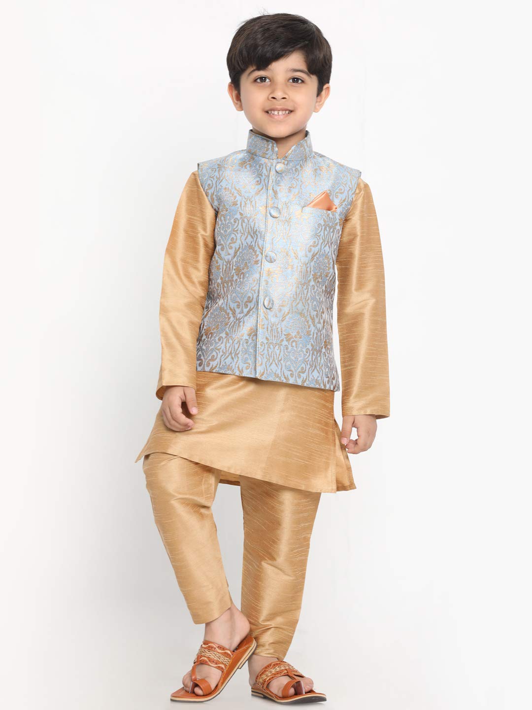 Jbn Creation Boys' Grey Silk Blend Jacket, Kurta And Pyjama Set_Vasbj024Gynrg001Nprg_20