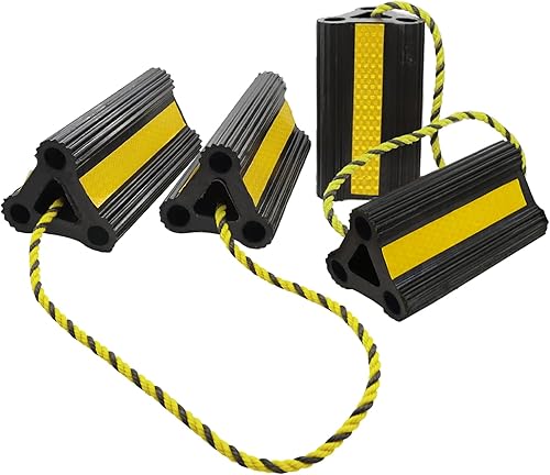 Calzones de rueda para remolque, viaje, cámper, camión, automóvil, resistente, simple, fácil de usar, tapones de goma con cuerda y cinta reflectante