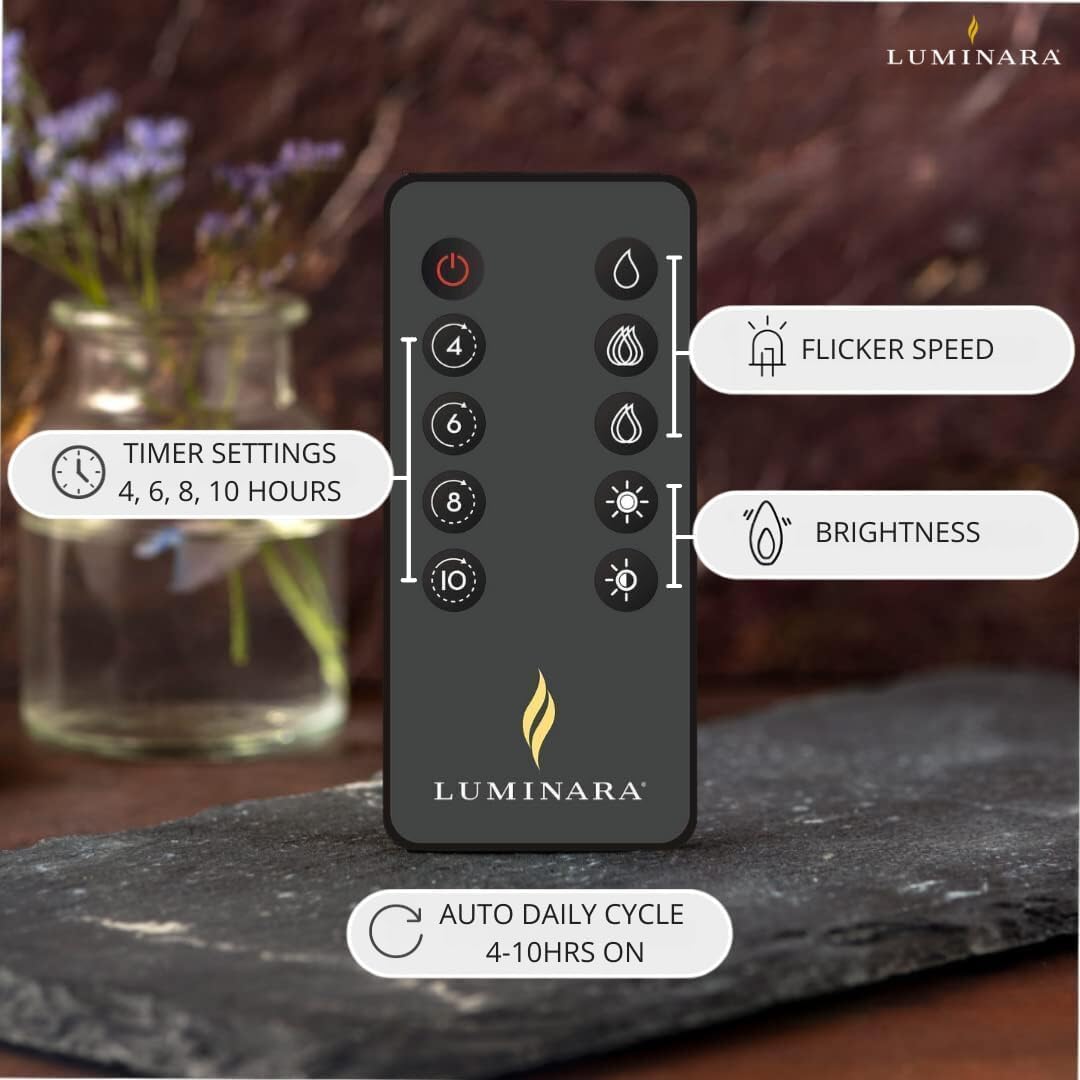 Luminara - Juego de 3 velas pilares LED de cera de efecto llama (mando a distancia), color marfil